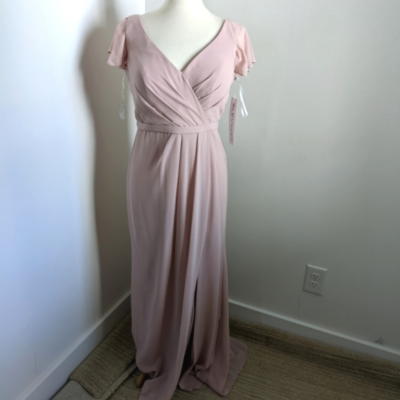 BILL Levkoff Blush Pink Chiffon Gown 10 - Picture 3 of 16